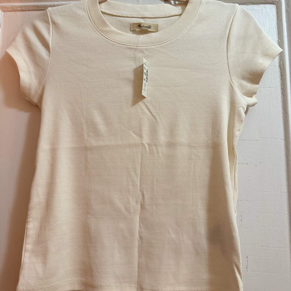 Madewell Soft Cream Ribbed Short Sleeve Tee